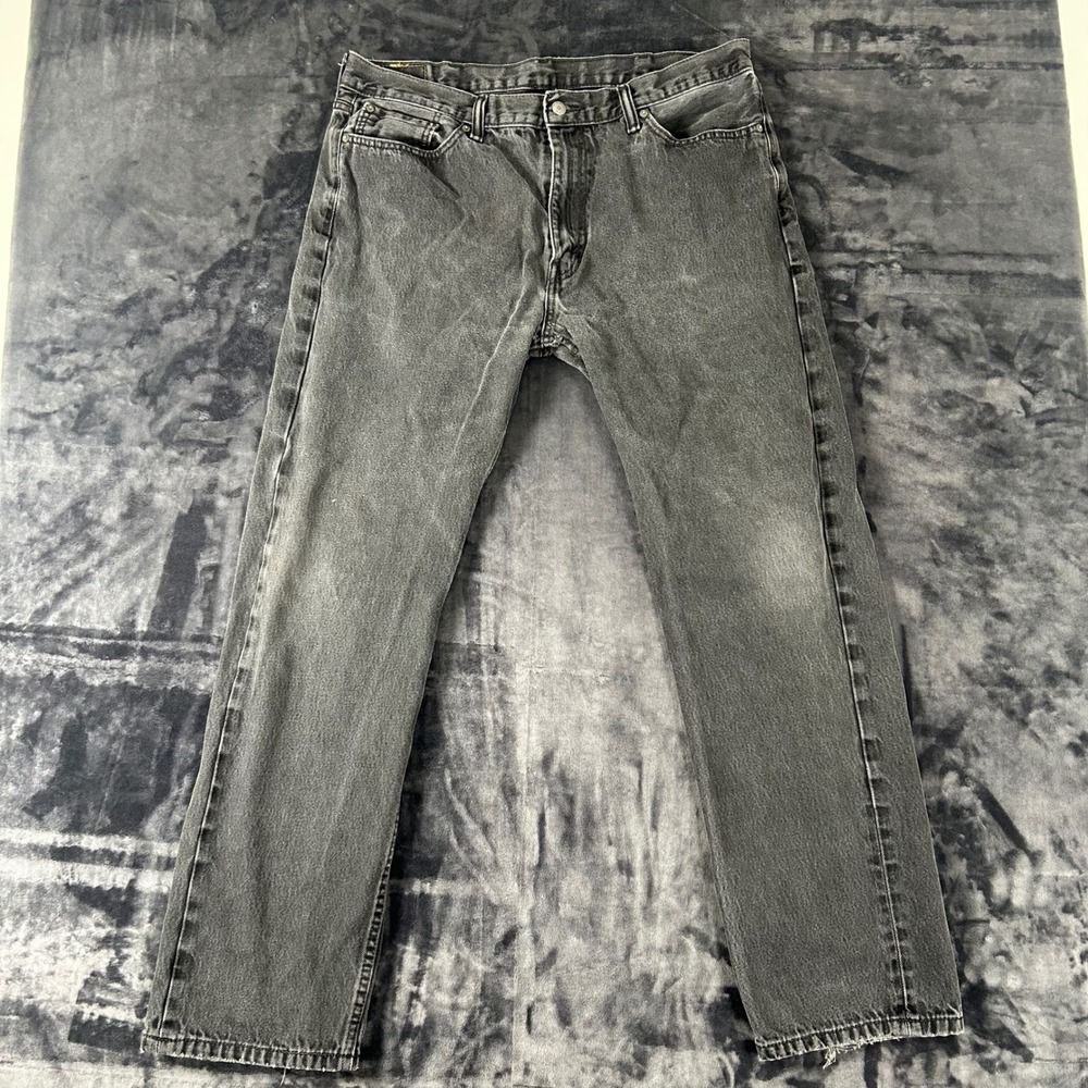 Levi's 505 Jeans Mens 40x34 Black Regular Fit Straight Leg Denim Faded‎